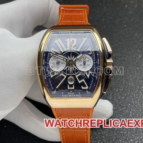 collectible watch Frank Muller ABF factory V45blue dial gold case leather braceletfront live photo