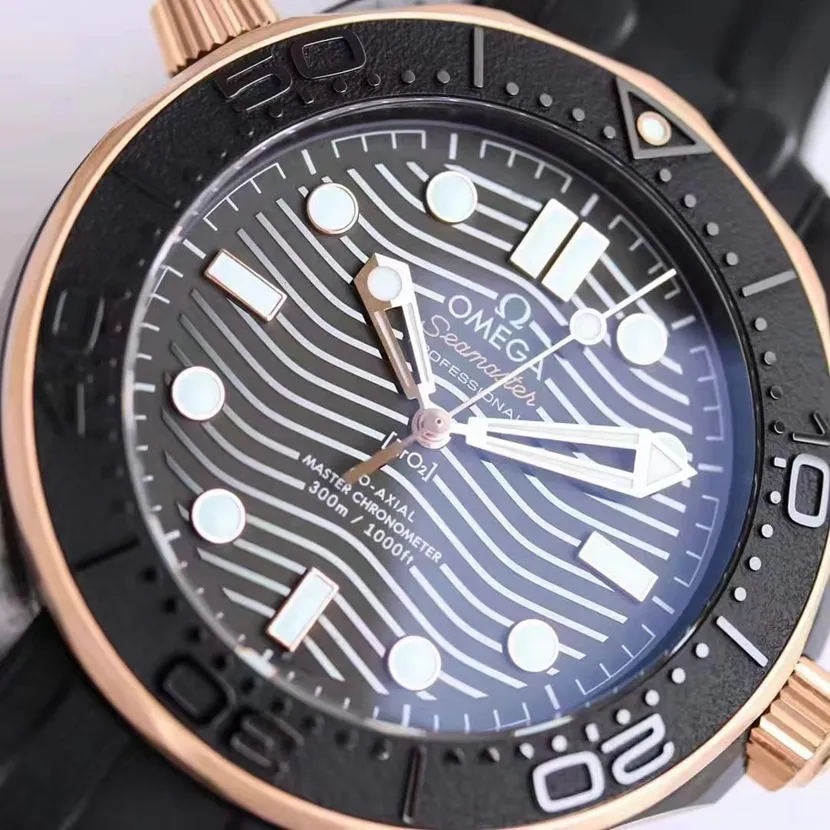 OM FactoryOmegaSeamaster300 black ceramictop-tier watch rose gold black clasp