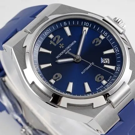 8F factory top-tier watch Vacheron Constantinautomatic movement Across the World series men's blue dialsteel bracelet watch front view