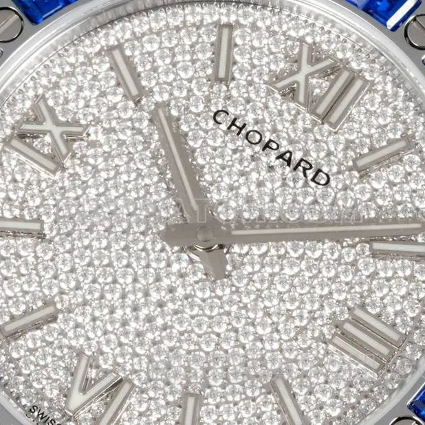 Chopard collectible watch GH factory snow mountain proud wing 41mm pavé diamond blue sapphire crystal circle steel bracelet model braceletlive photos