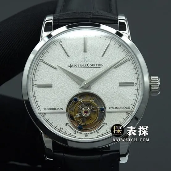 R8 factory master Jaeger-LeCoultre1:1replica watch silver gray plate tourbillonleather strap model 5086420caseback live photo