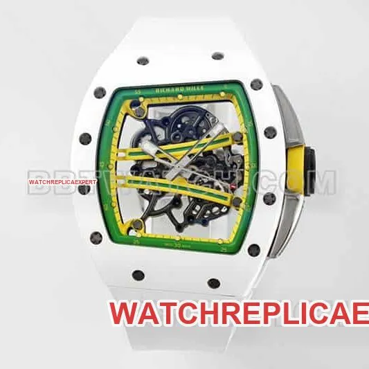 APS factory Richard Mille men's top-tier white rubber model RM 61-01caseback live photo