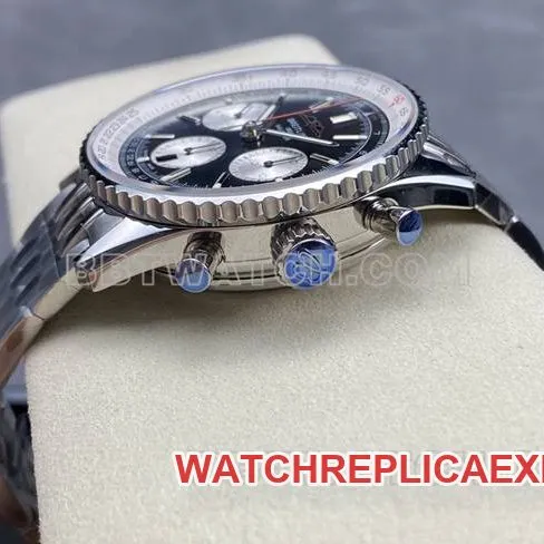 top-tier watch BreitlingBLS factory aviation chronograph black dialsteel bracelet bracelet live photos