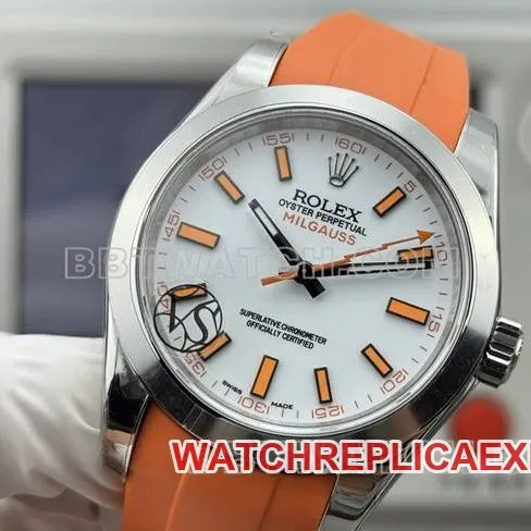 watch magnetic type VS FactoryRolexwhite dial orange rubber model front live photo