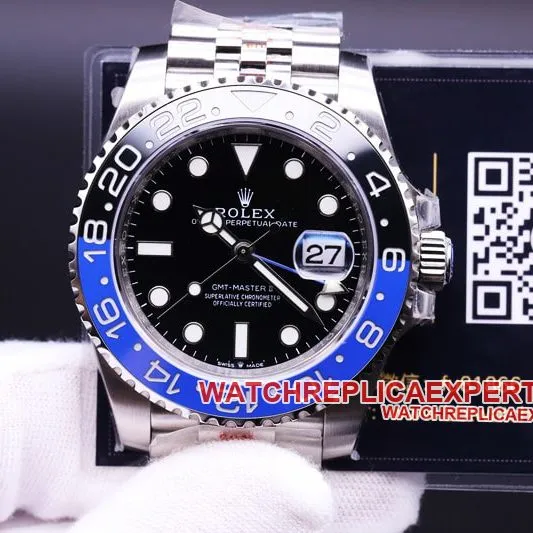 V9 FactoryRolexGMT-Master watch review black and blue circle commemorative bracelet clasp picture