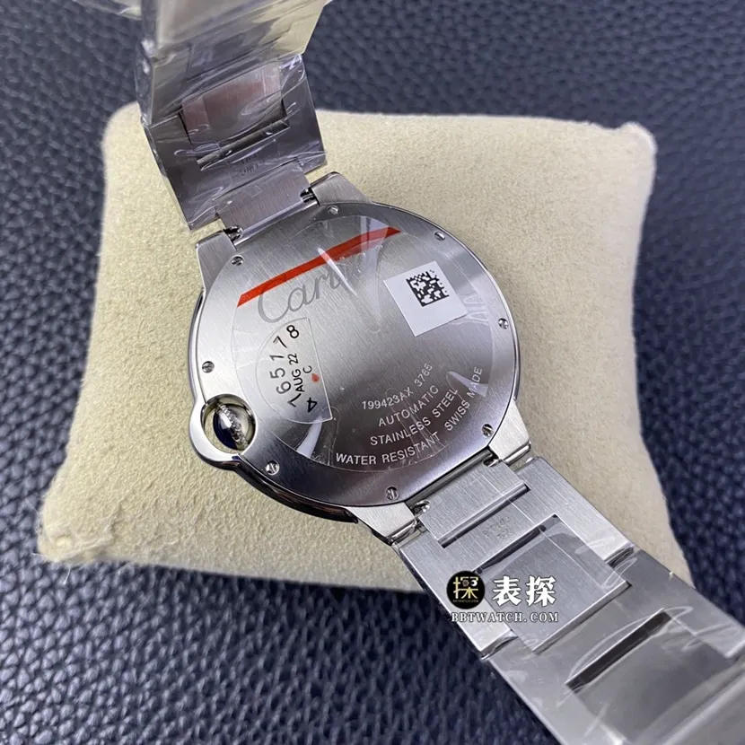 V6 factory Cartier blue balloon top imitation watches men's silver and white disk steel strap models pictures and prices front real picture
