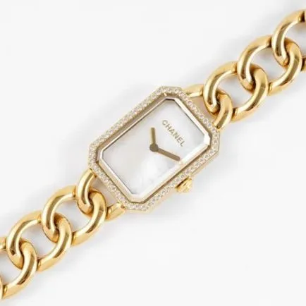 top-tier replicaChanel women's white dial gold steel braceletPremiere watch series quartz watch front view