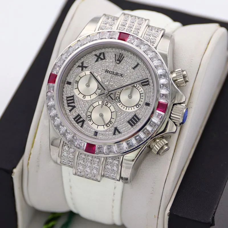 Rolextop-tier watch Daytona series pavé 116599 starry pink diamond men's watch front view