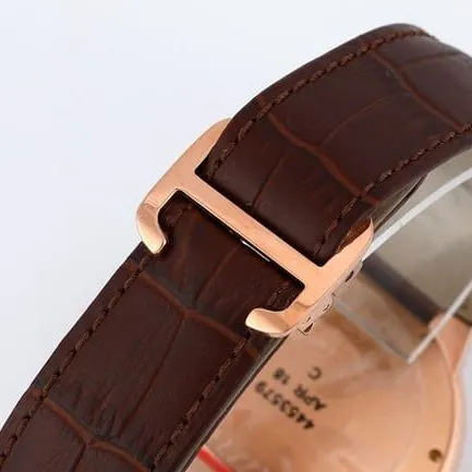 V6 factory top-tier watch Cartier men's white dial brown belt blue balloon series leather strap mechanical watch front view