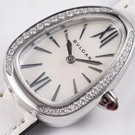 BV factory top-tier watch BvlgariquartzSerpenti series women's white dialleather strap watch clasp picture