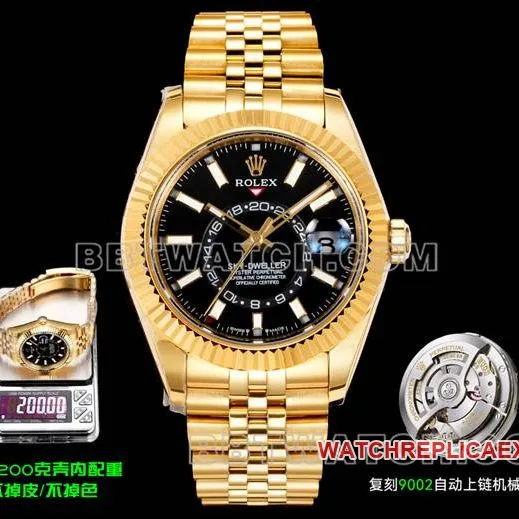 AR+ factory 1:1replica watch pilot rolexblack dial mechanical yellow goldside live photo