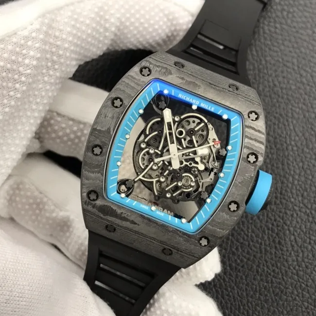 ZFRichard Milletop-tier watch men's black dial black rubber strap global limited edition automatic movement watch side view