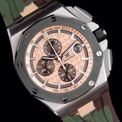 top-tiersuper cloneAPFgreen dialAudemars PiguetRoyal Oak Offshore 26400 watch front view