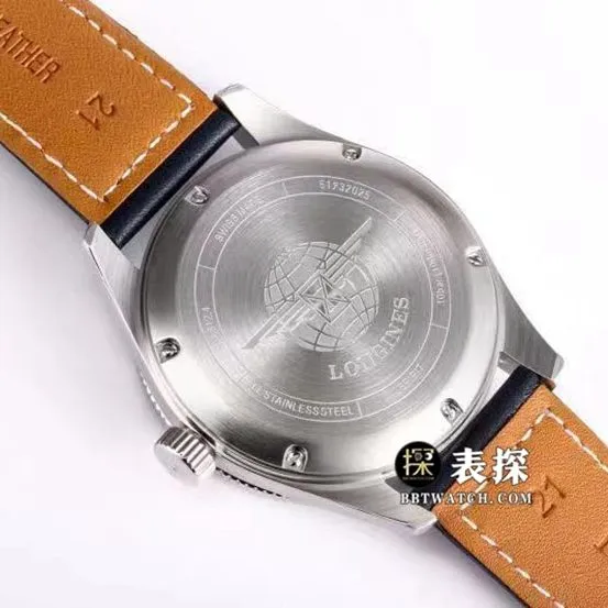 Sports Longines1:1replica watch men's blue dialleather strap model L3.812.4.93.2caseback live photo