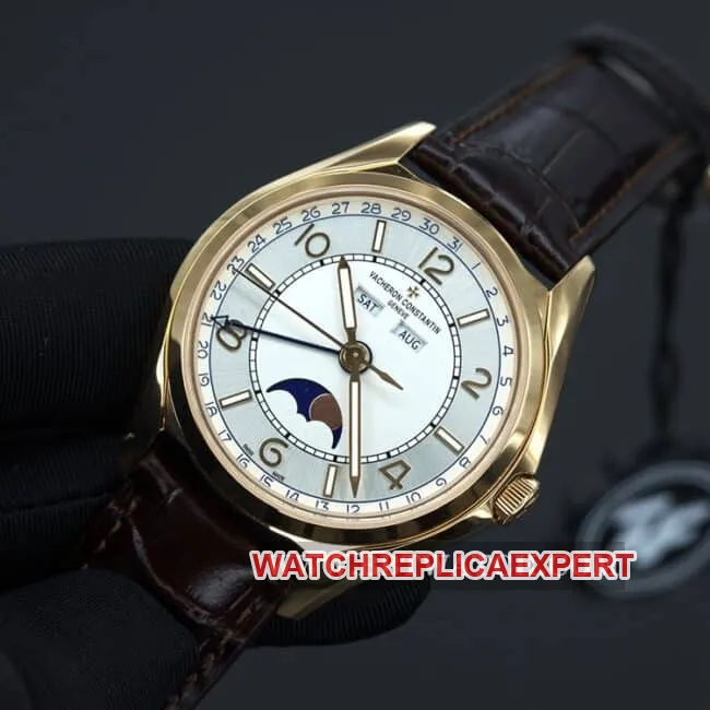 ZF Vacheron Constantin top Wulu type men's white plate brown strap automatic mechanical watch movement Figure