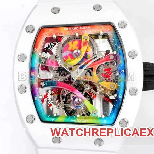 Richard Mille men's 1:1super graffiti tourbillon white rubber RM 68-01front live photo