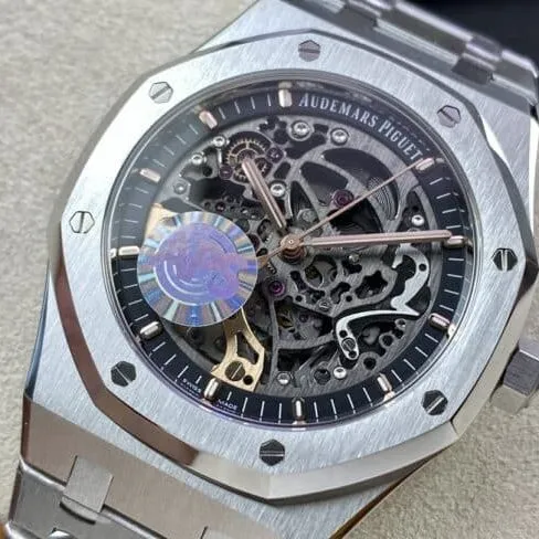 top-tier replicaAudemars Piguet Skeleton Royal Oak Offshore 15407ST.OO.1220ST.01 Men's Mechanical Watch Front View