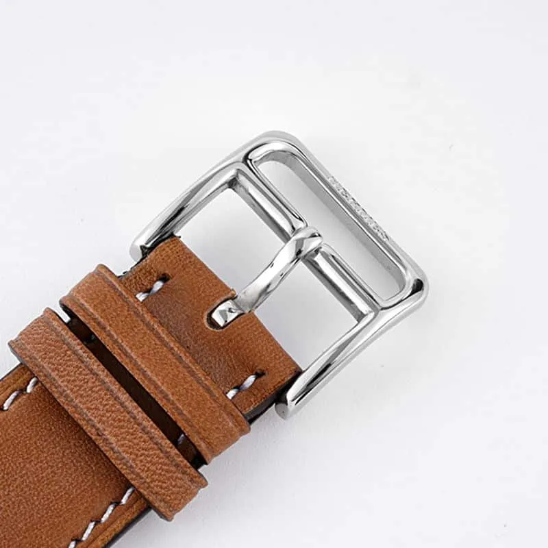Hermès top-tiersuper watch HeureH three-hand series ladies leather strapwhite dialdiamond watch side view