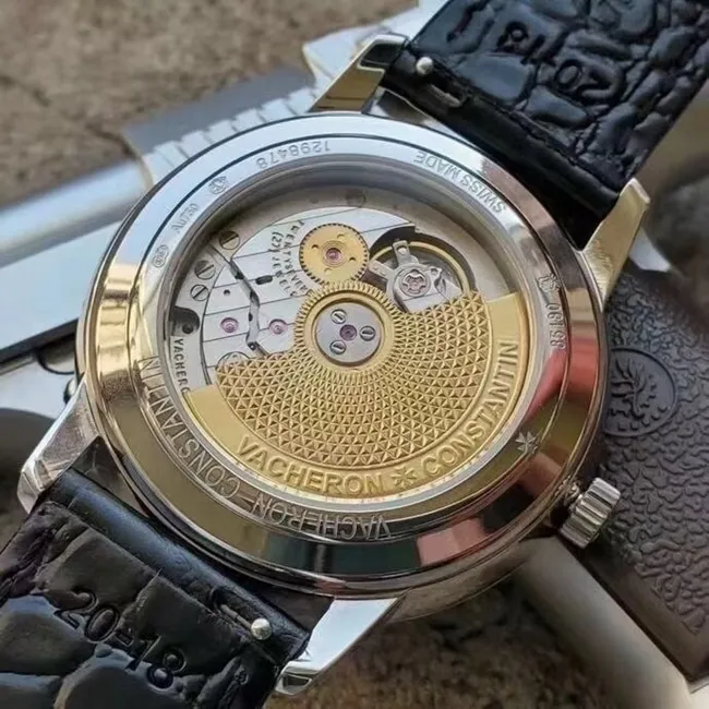 MKS Factorytop-tier replicaVacheron Constantin heritage series 85180 men's white dial blue belt automatic movement watch movement picture