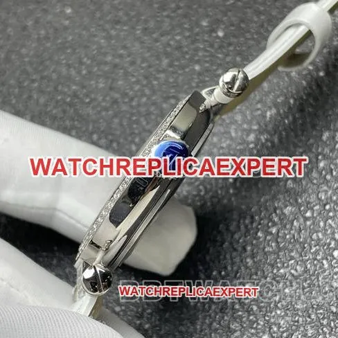 Frank Muller optimal watch quartzABF factory diamond bezel white leather braceletside live photo