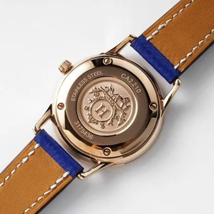 top-tier Hermès women's white dial blue band quartzleather strap watch front view