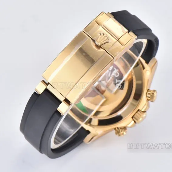 Factory C Rolex Daytonatop-tier 1:1super silver white dialyellow gold rubber model 116518front live photo