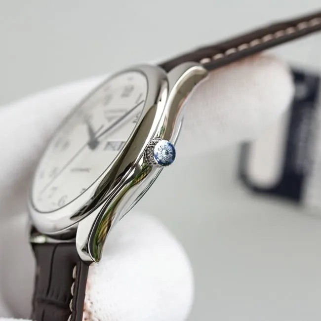 KL factory top-tier watch Longines famous craftsman double date displayl2.775white dial watch front view