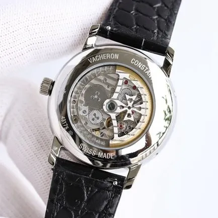 top-tier watch Vacheron Constantin men's white dial black belt perpetual calendar multi-function heritage series mechanical watch movement picture