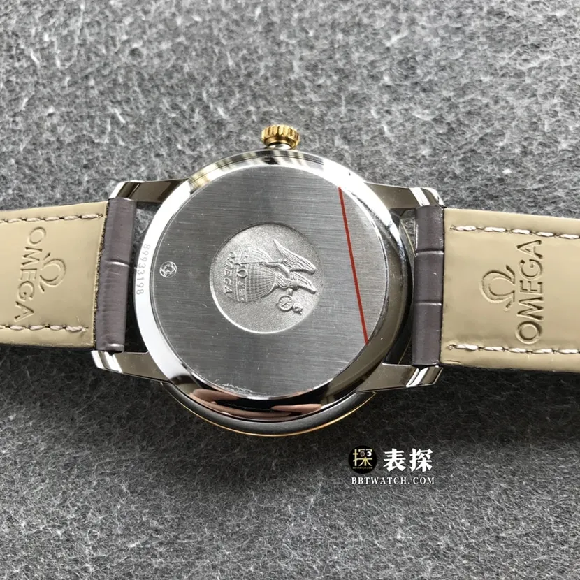 Omega top-tier high-quality watch men's white dialyellow goldleather strap pictures and prices braceletlive photos
