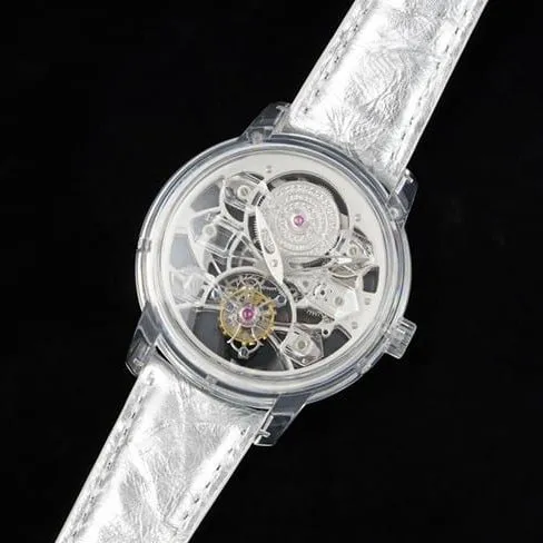 top-tier Girard-Perregaux watch tourbillon men's white dialleather strap fully automatic movement Golden Bridge series front view
