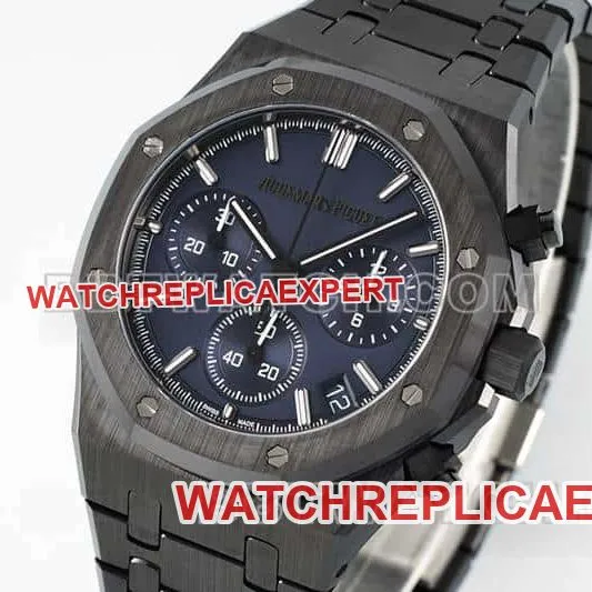 APS factory Audemars PiguetRoyal Oaksuper cloneblue dial black ceramic26240front live photo