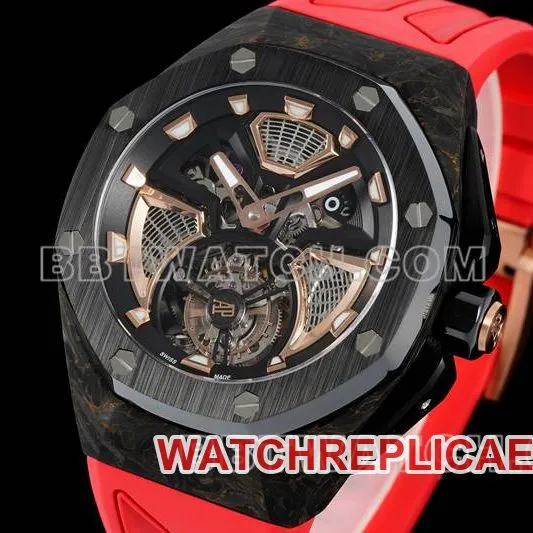 Audemars Piguet collectible watch RM factory Royal Oak offshore floating tourbillon mechanical red rubber model front live photo
