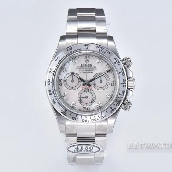 Factory C Rolex Daytona1:1super mother-of-pearl plate steel bracelet model m116509-0064side live photo