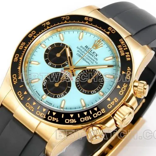 collectible watch DaytonaJF factory Rolex ice blue dialyellow gold4131 mechanical rubber braceletfront live photo