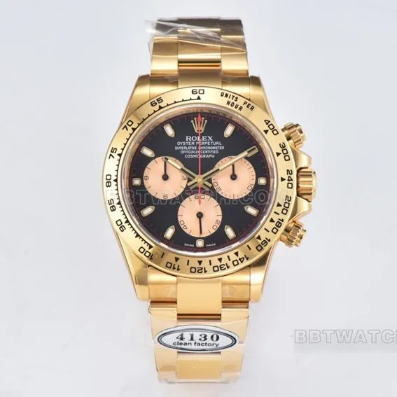 C factory RolexDaytona1:1super cloneblack dialyellow gold little devil steel bracelet model m116508-0009front live photo
