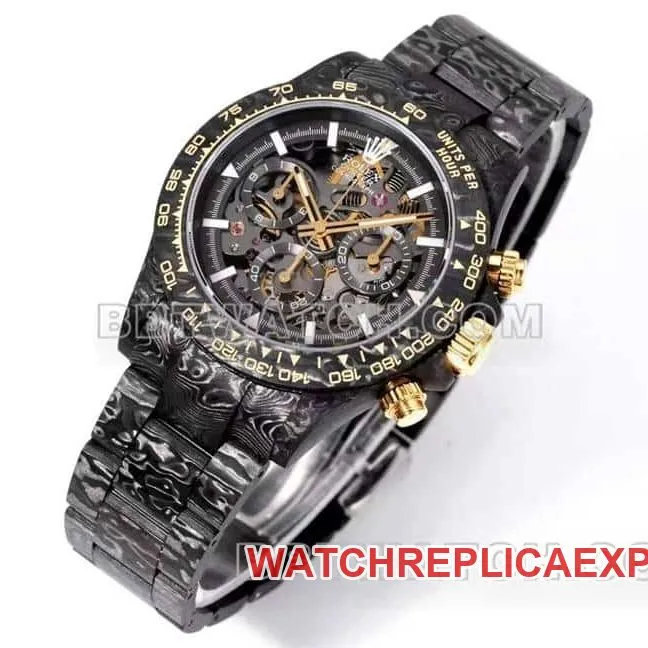 TW factory Rolex Daytonatop-tier 1:1super carbon fiber hollow plate black steel bracelet front live photo