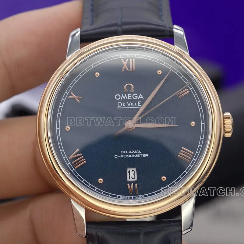 A+Omega Diefei top-tier watch rose goldblue dial 39.5mm men's cloth texture surface