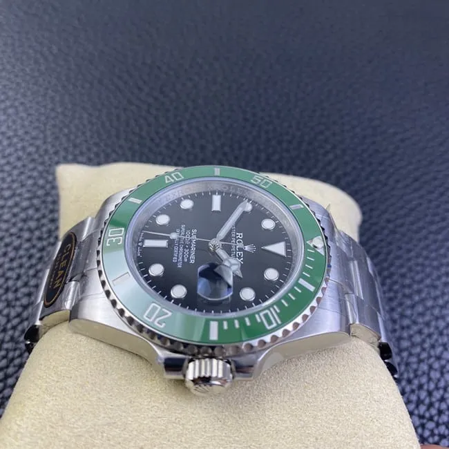 Clean Factorytop-tier watch Rolex men's black dialsteel braceletBlack Submariner41mm automatic movement watch front view