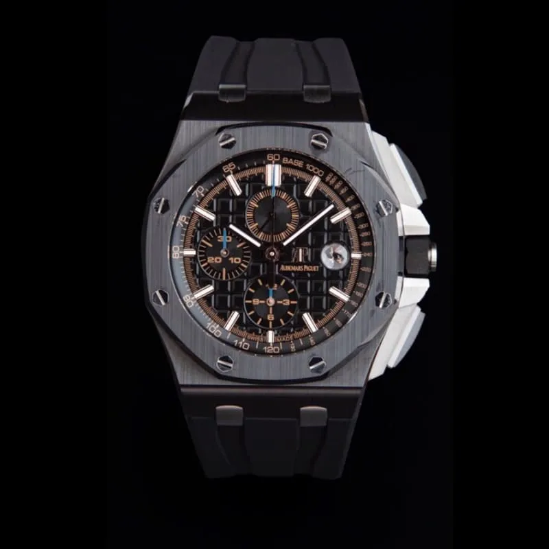 Large factory high-quality replicaAP FAudemars PiguetRoyal Oak offshore black dial26400ceramicchronograph watch devoted to the development of leather strap picture