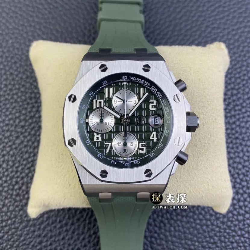 APF factory Audemars PiguetRoyal Oak offshore type watch men's military green plate rubber model picture and price front live photo