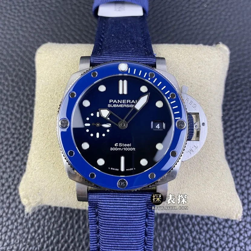 SBF Factory Panerai Luminor Submersible PAM01289 Super A Watch for Men, Dark Blue Dial, Leather Strap, Actual Photos of the Back