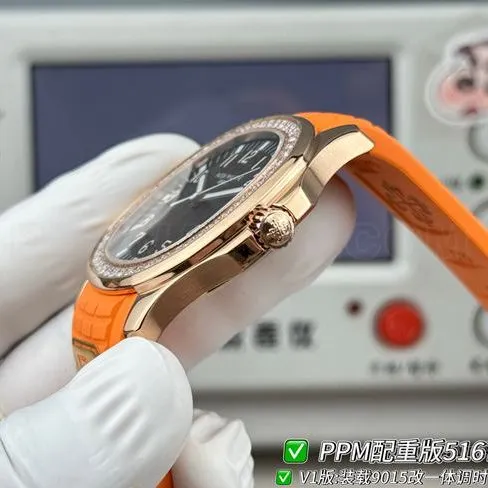 Patek PhilippePPM factory 1:1replica watch Aquanaut dark brown platediamond bezel5167front live photo