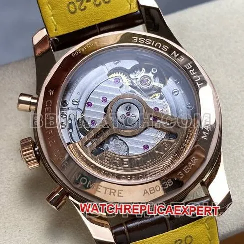 1:1replica watch aviation chronograph BLS factory Breitlingrose gold diamond white dialleather strap model clasplive photos