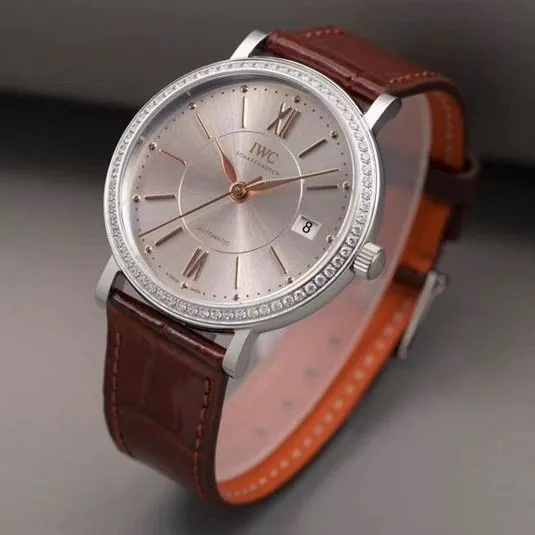 Front view of IWCreplica’s masterpiece, women’s Portofino ultra-elegant watch