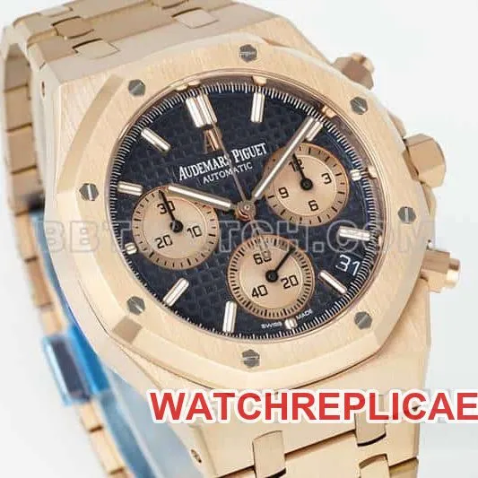 APS factoryAudemars PiguetRoyal Oaksuper cloneblue dialchronographrose gold26240front live photo