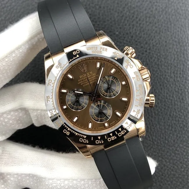 Rolextop-tier watch Daytona latest men's brown disc rubber strap mechanical watch clasp picture