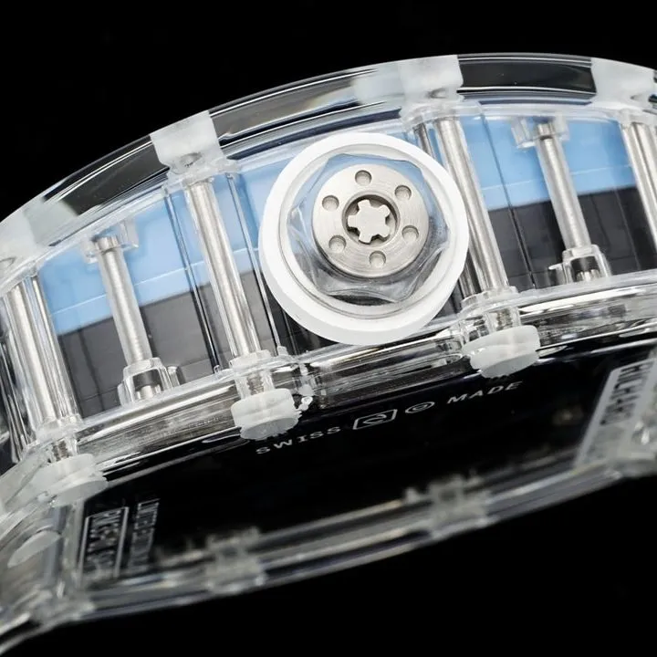 Richard Mille men's watch transparent hollow disc rubber model RM35-01braceletlive photos