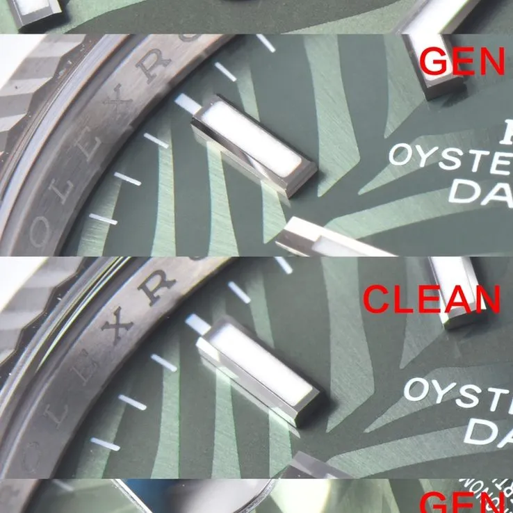 Factory C log green palm leaf pattern genuine and fake comparison evaluation Rolextop-tier table clasp comparison chart