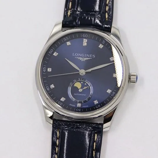 GS factory Longinesreplica watch master series moon phase watch blue dial diamond scale movement picture