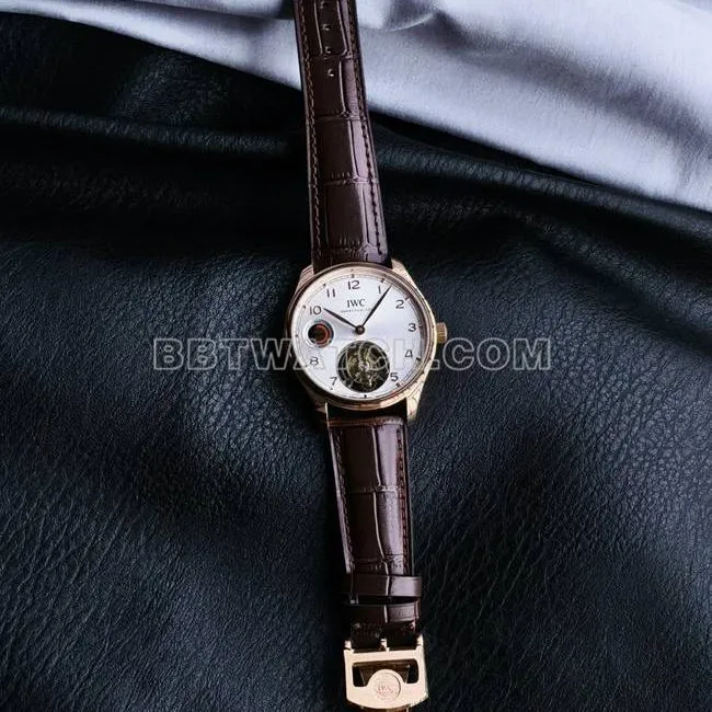 collectible watch tur factory IWC portugal rose goldwhite dialtourbilloncaseback live photo